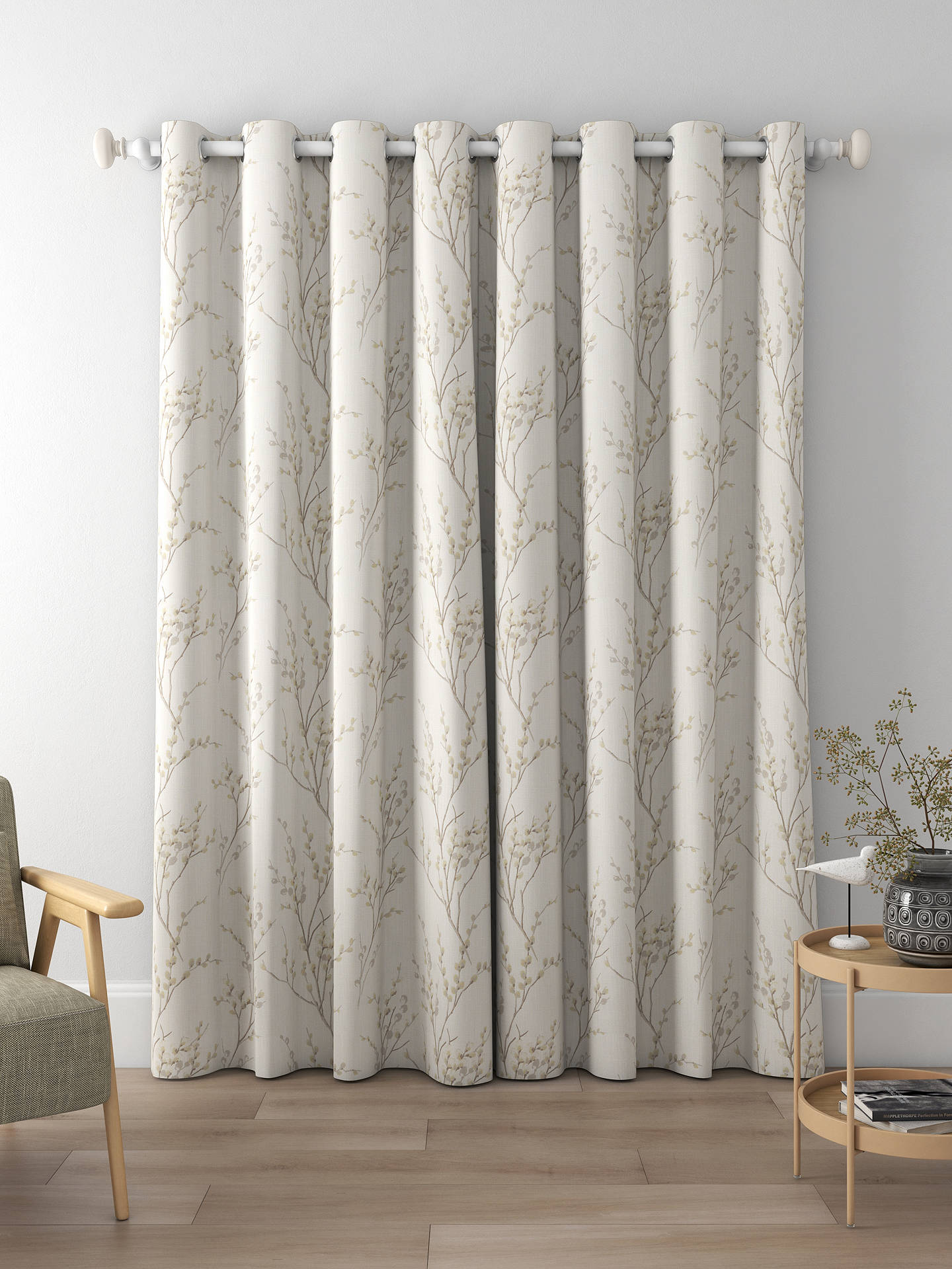 Laura Ashley Pussy Willow Made to Measure Curtains, Dove Grey