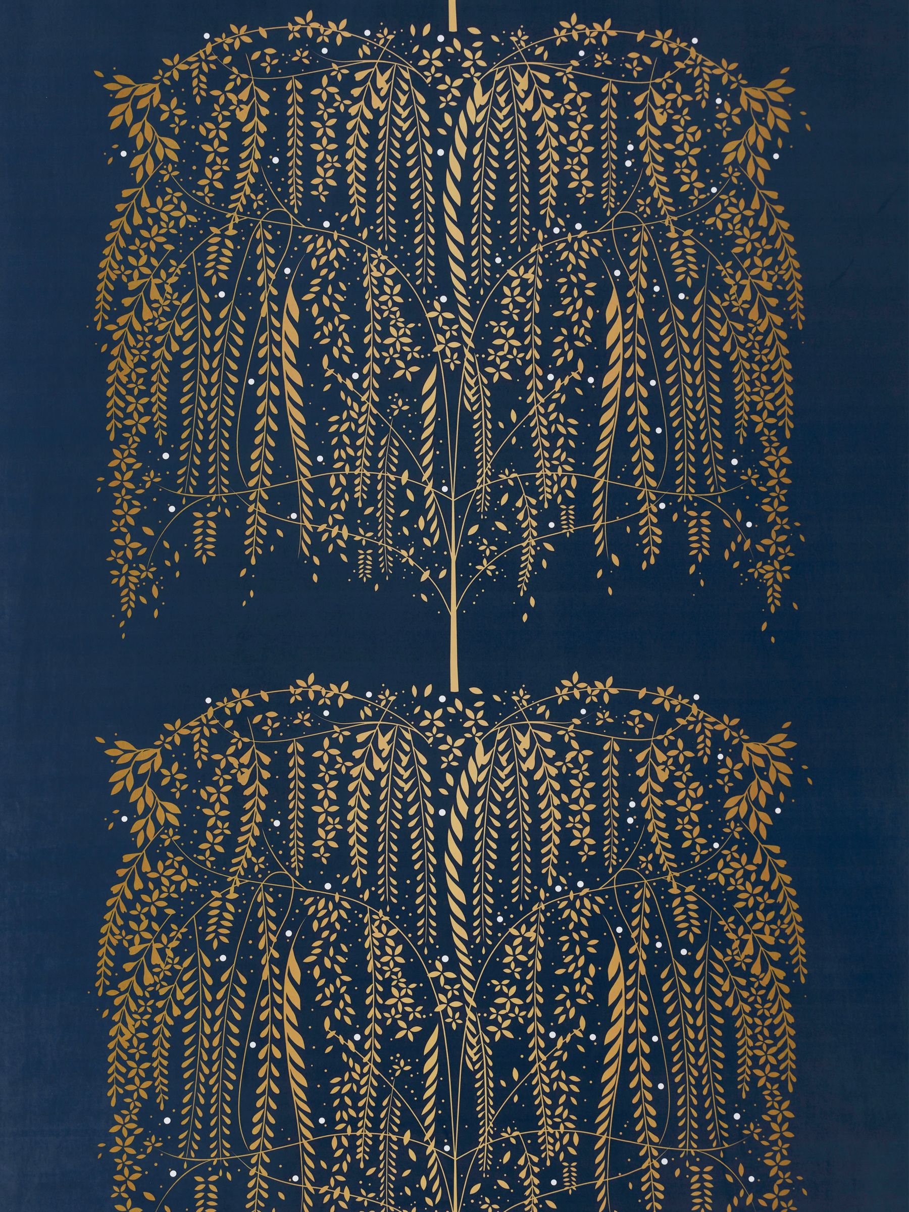 Sara Miller Willow Trees Velvet Furnishing Fabric, Navy