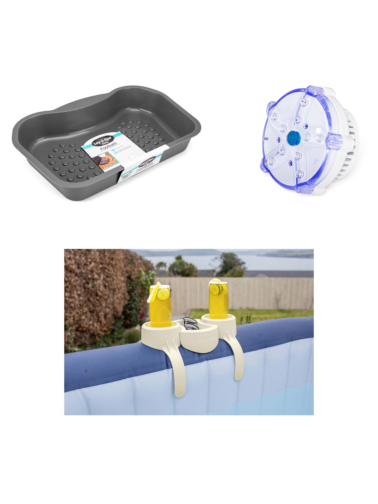 Photo of Lay-z-spa hot tub 7-colour led light footbath & drinks holder spa accessories set 3 piece