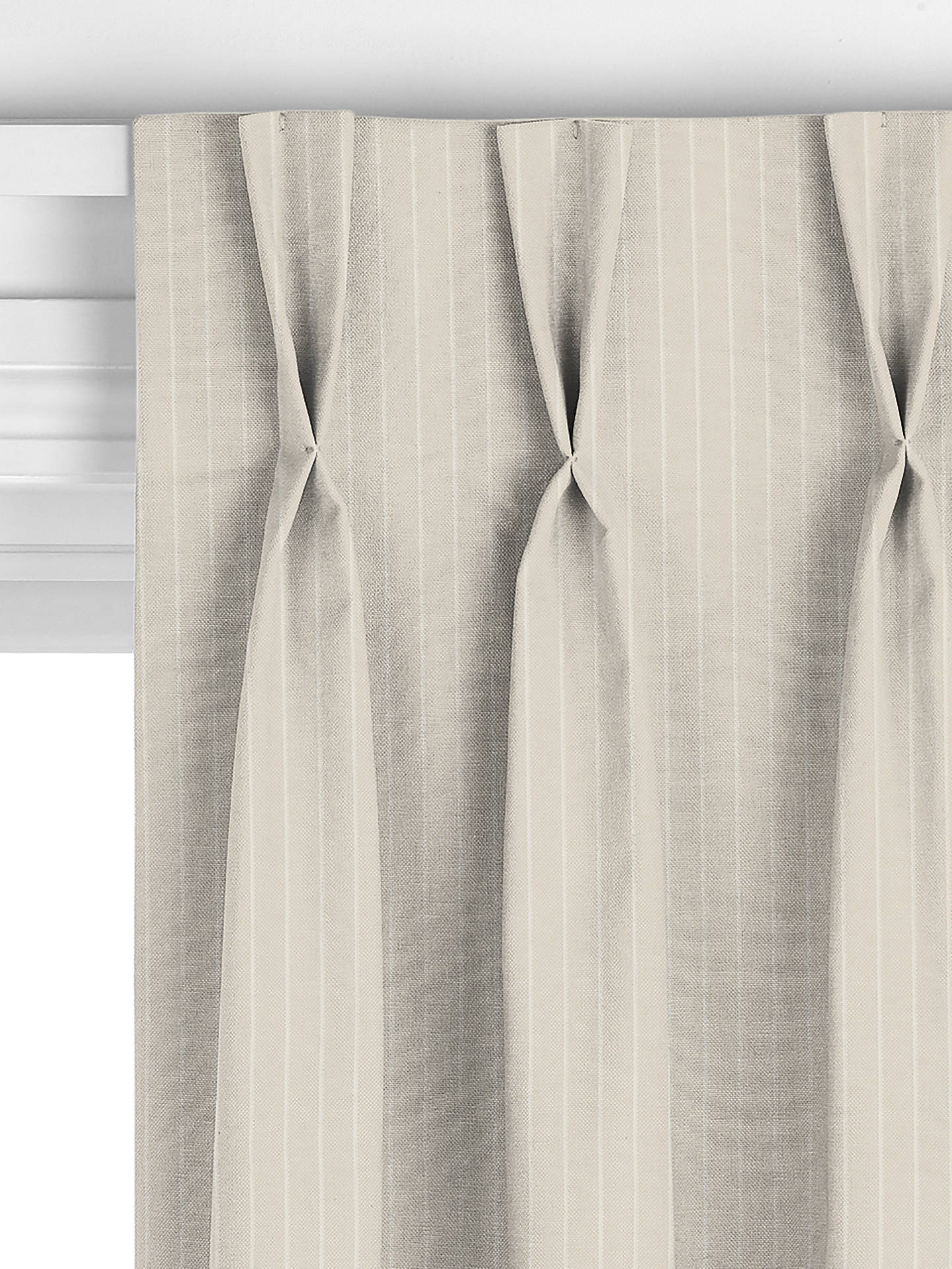 John Lewis Cotton Woven Stripe Made to Measure Curtains, White/Storm, Natural