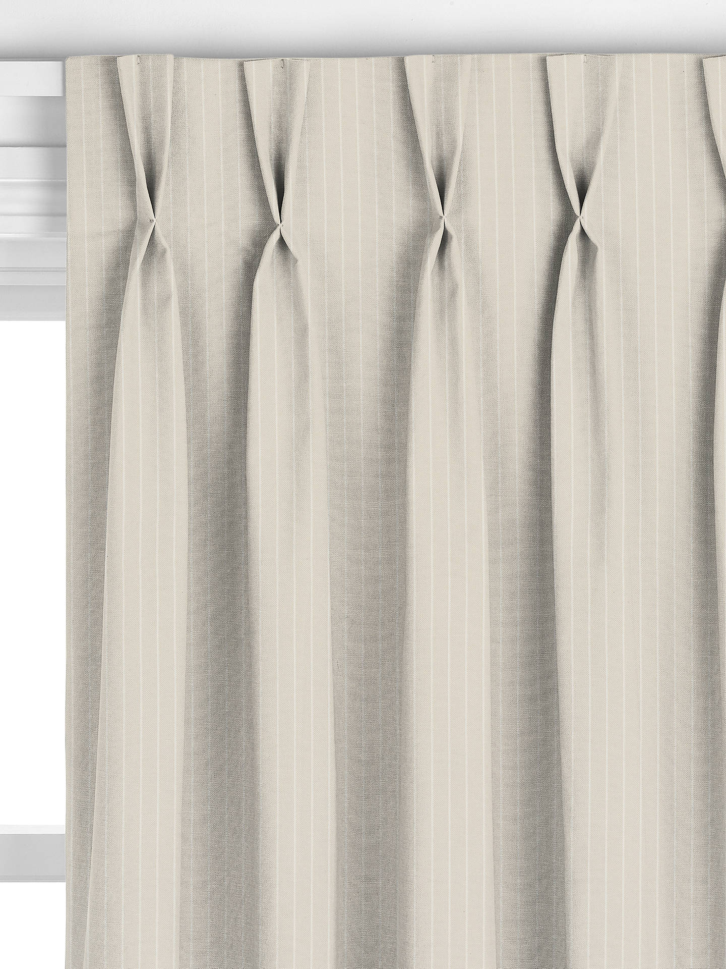 John Lewis Cotton Woven Stripe Made to Measure Curtains, White/Storm, Natural