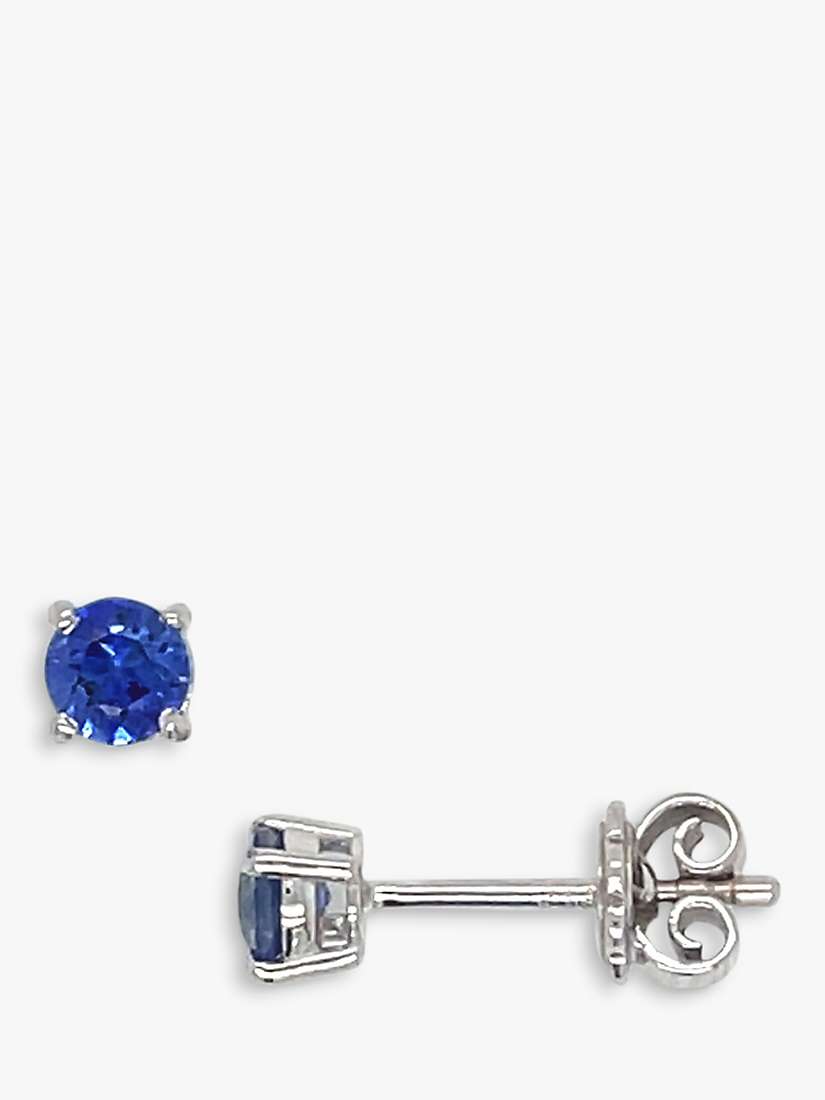 Buy E.W Adams 18ct White Gold Claw Set Sapphire Round Stud Earrings Online at johnlewis.com