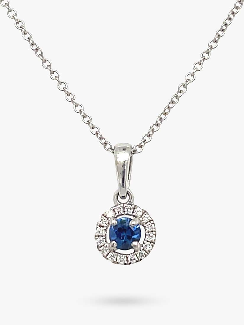 Buy E.W Adams 18ct White Gold Sapphire & Diamond Cluster Pendant Necklace Online at johnlewis.com