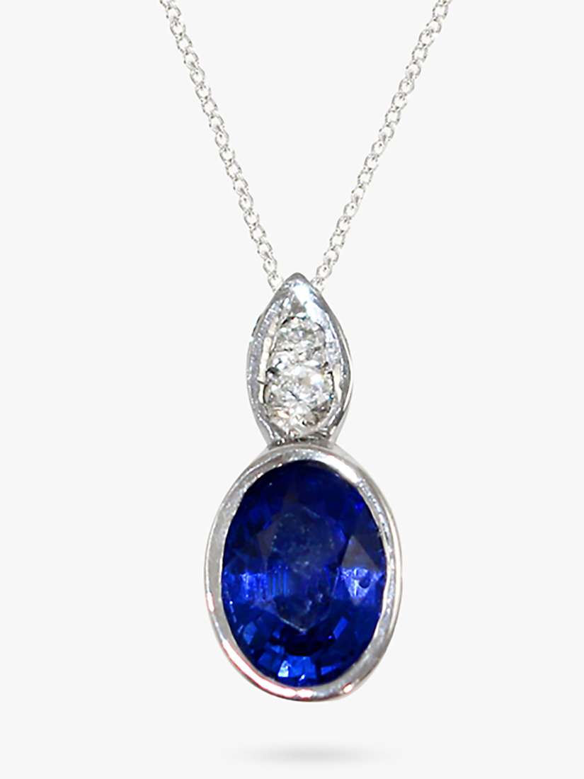 Buy E.W Adams 18ct White Gold Sapphire & Diamond Pendant Necklace Online at johnlewis.com