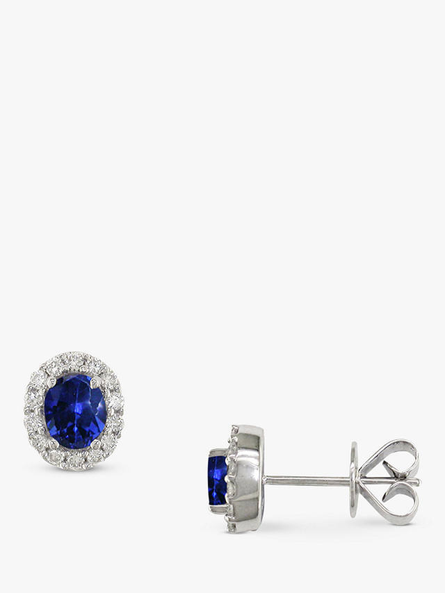 E.W Adams 18ct White Gold Diamond & Sapphire Stud Earrings