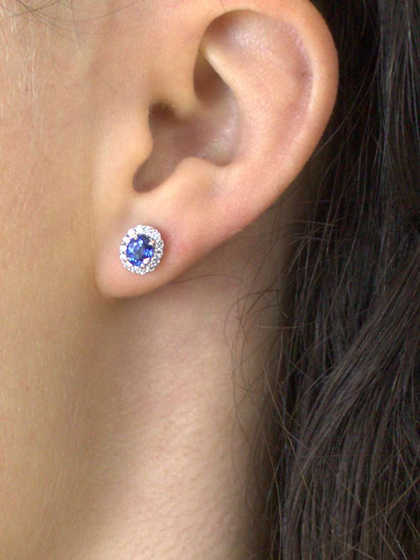 Buy E.W Adams 18ct White Gold Diamond & Sapphire Stud Earrings Online at johnlewis.com