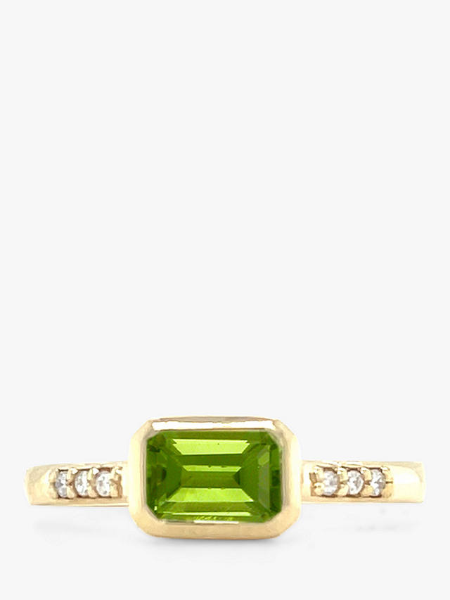 E.W Adams 9ct Yellow Gold Diamond and Peridot Cocktail Ring, N