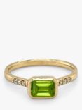 E.W Adams 9ct Yellow Gold Diamond and Peridot Cocktail Ring, N