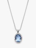 Eclectica Vintage Swarovski Crystal Oval Pendant Necklace, Silver/Blue