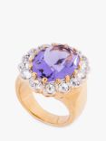 Eclectica Vintage Swarovski Crystal Oval Cluster Ring, Gold/Lilac