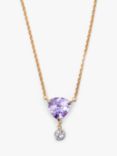 Eclectica Vintage Swarovski Crystals Drop Pendant Necklace, Gold/Lilac