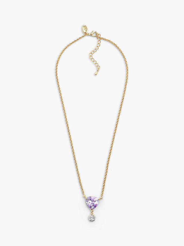 Eclectica Vintage Swarovski Crystals Drop Pendant Necklace, Gold/Lilac