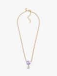 Eclectica Pre-Loved Swarovski Crystals Drop Pendant Necklace, Gold/Lilac