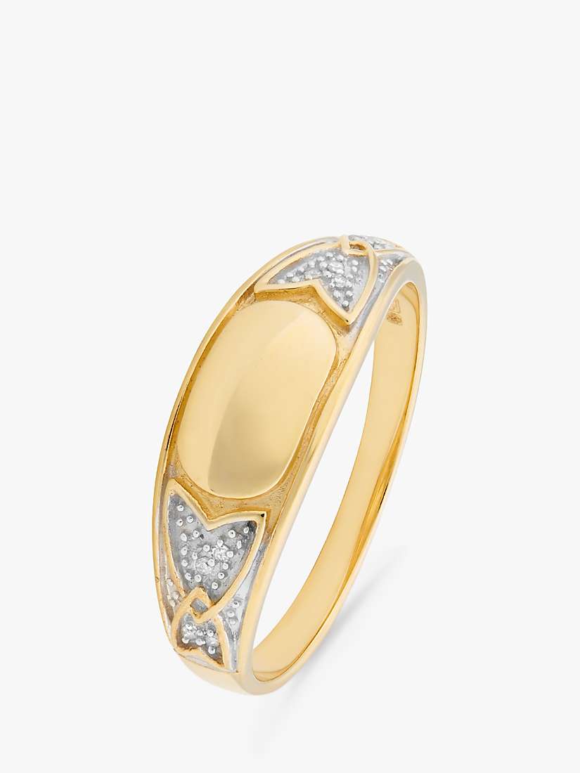 Buy L & T Heirlooms Second Hand 9ct Yellow Gold Diamond Signet Ring, Gold/Silver Online at johnlewis.com