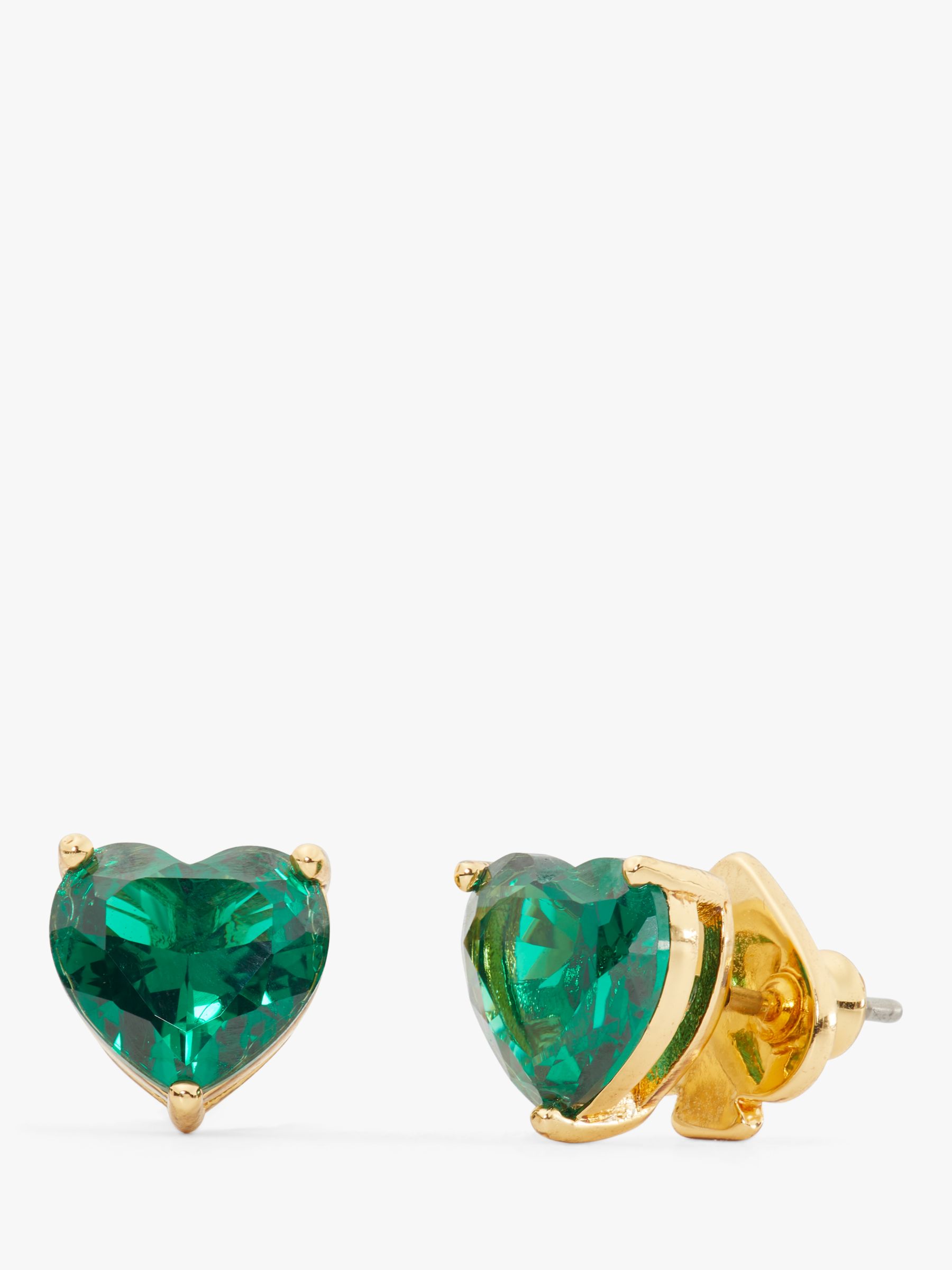 kate spade new york Cubic Zirconia Heart Stud Earrings, Gold/Green at John  Lewis & Partners
