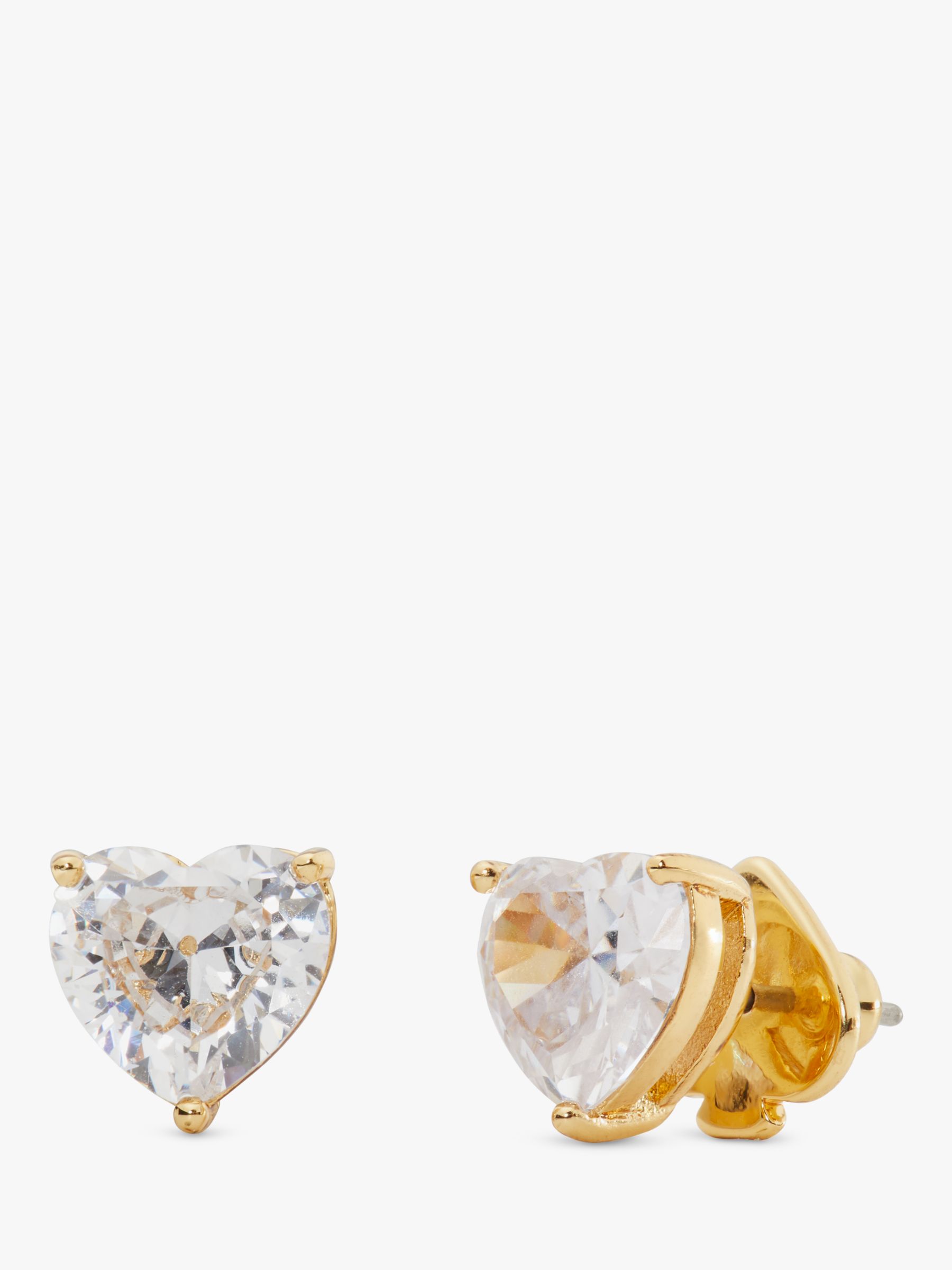 kate spade new york Cubic Zirconia Heart Stud Earrings, Gold/Clear at John  Lewis & Partners