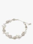 kate spade new york Cubic Zirconia & Faux Pearl Cluster Chain Bracelet, Silver