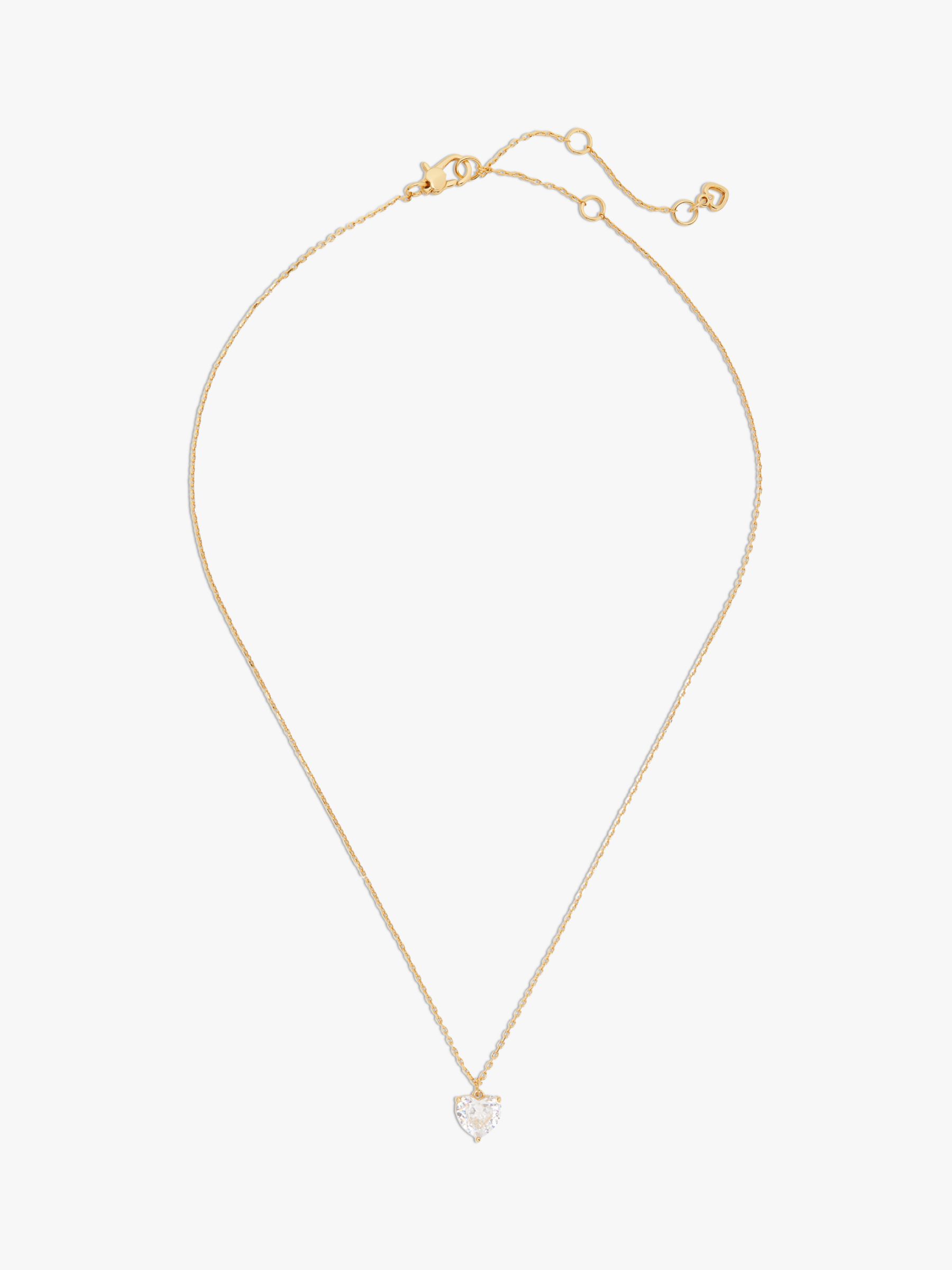 kate spade new york Cubic Zirconia Heart Pendant Necklace, Gold/Clear