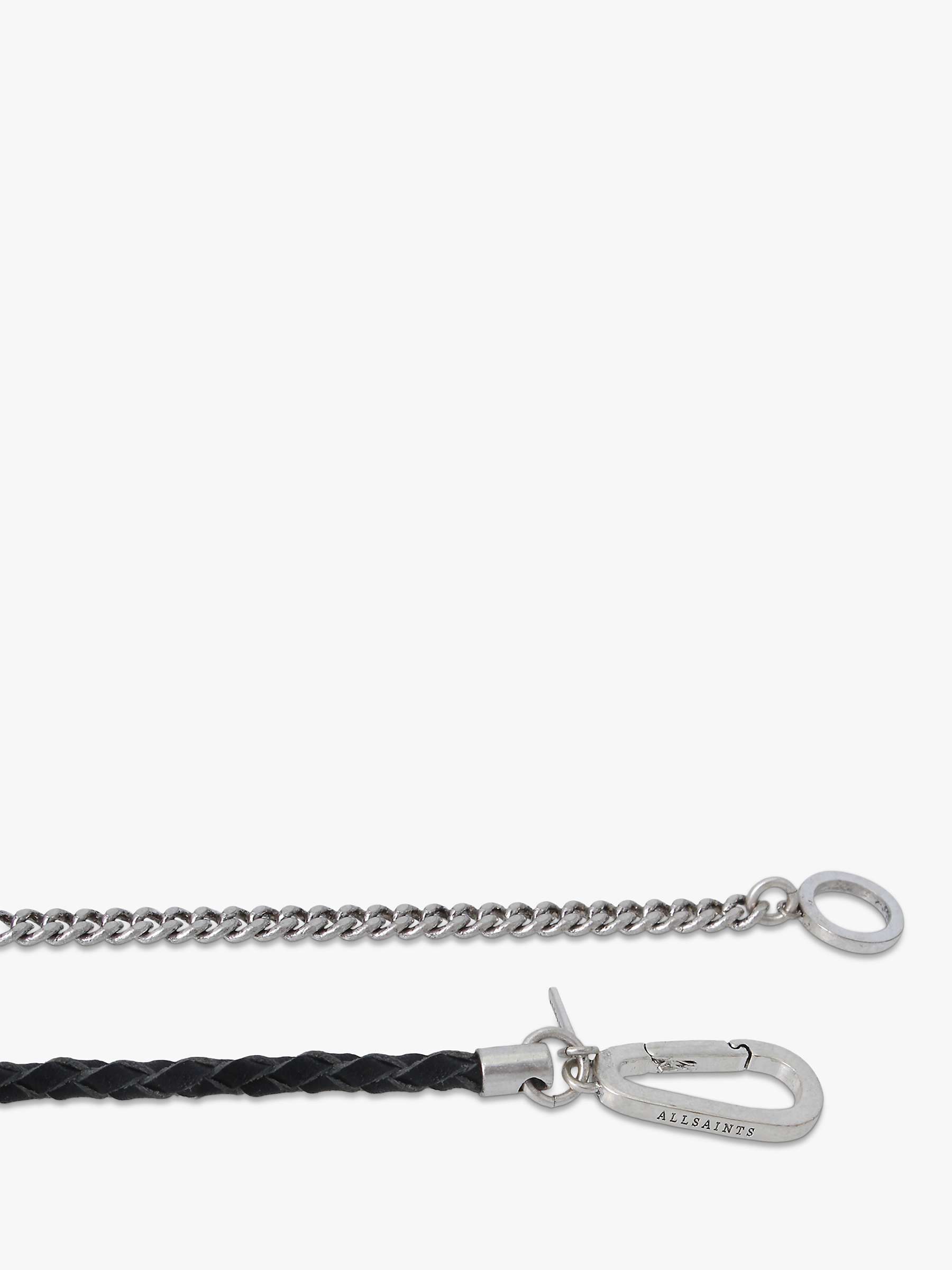 Buy AllSaints Men's Mix Leather Chain Flex Bracelet, Silver Online at johnlewis.com