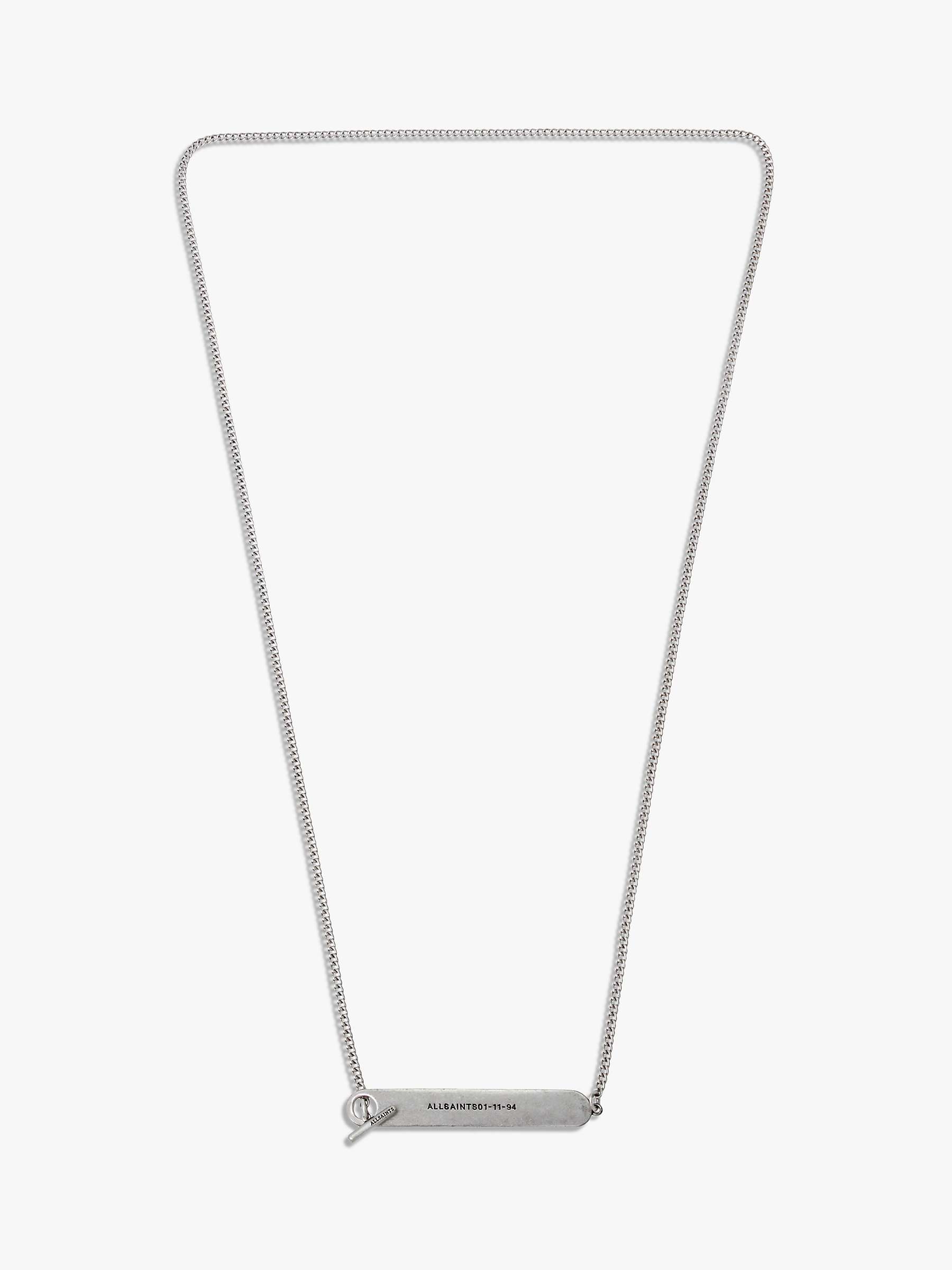 Buy AllSaints Men's Logo Plate Toggle Pendant Necklace, Silver Online at johnlewis.com
