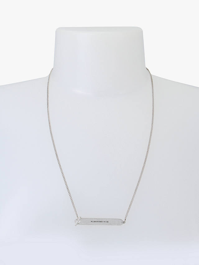 AllSaints Men's Logo Plate Toggle Pendant Necklace, Silver