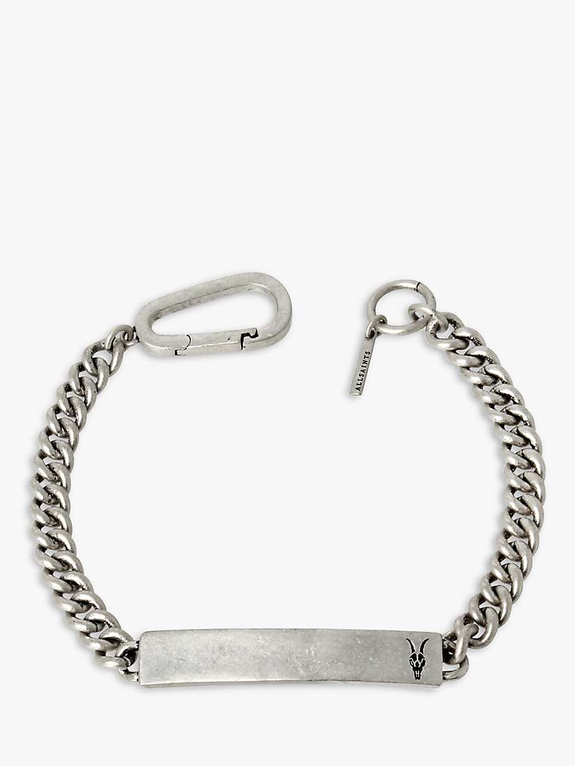 Buy AllSaints Logo Plate Chain Sterling Silver Bracelet, Warm Silver Online at johnlewis.com