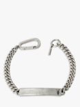 AllSaints Logo Plate Chain Sterling Silver Bracelet, Warm Silver