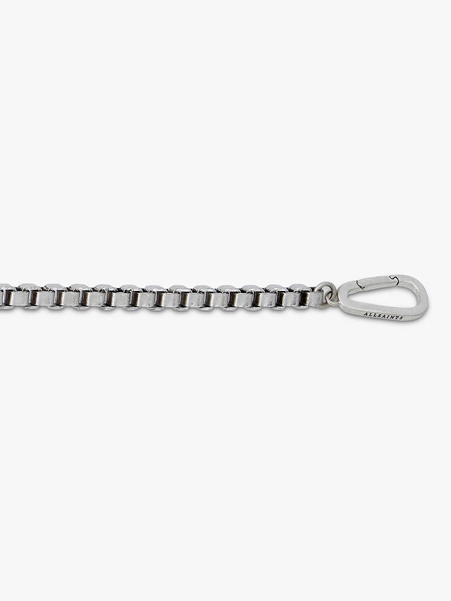 AllSaints Men's Single Box Chain Flex Link Bracelet, Silver at John ...