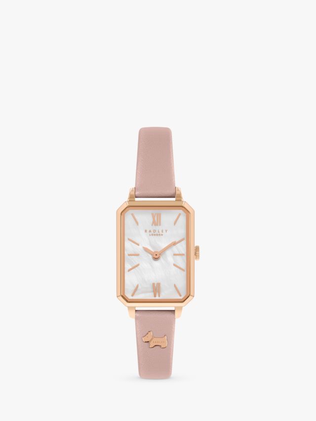 Radley Women s Saxon Road Rectangle Leather Strap Watch Pink