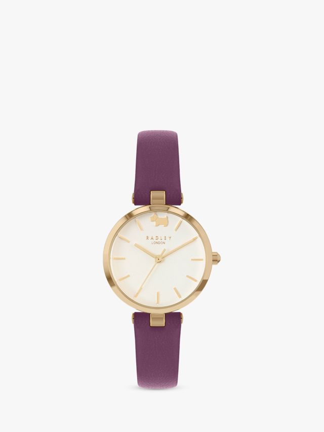 Radley Women s West View Leather Strap Watch Aubergine RY21386