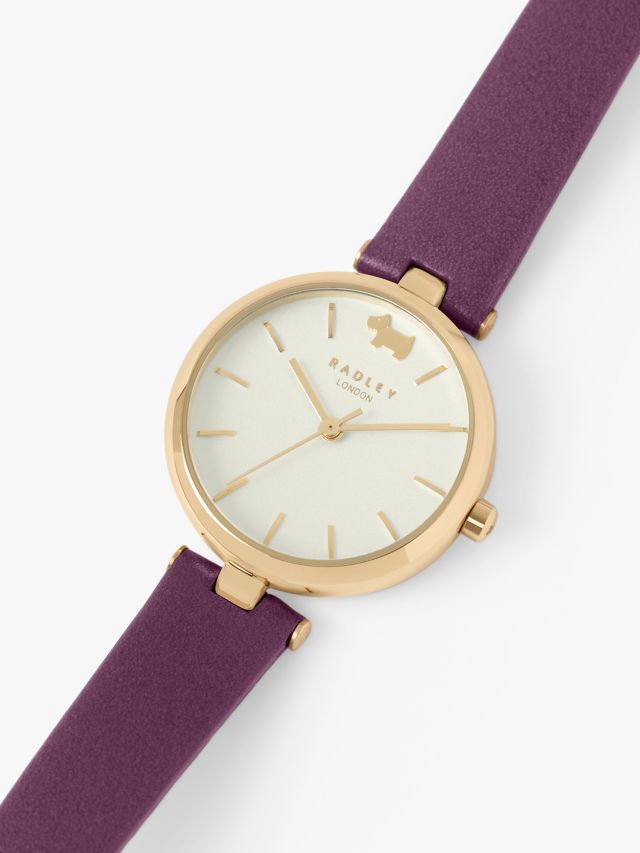 Radley Women s West View Leather Strap Watch Aubergine RY21386