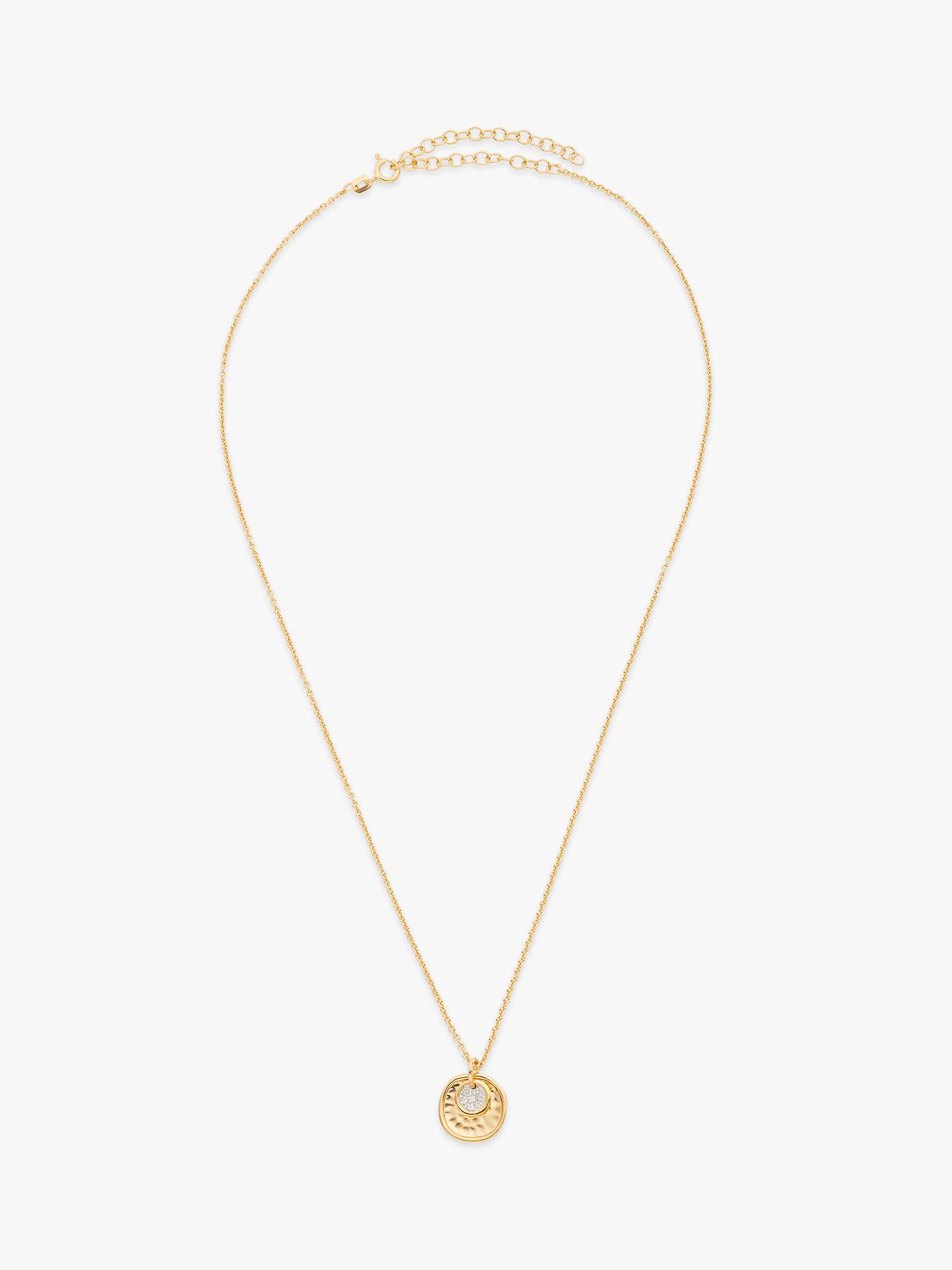 John Lewis Hammered Gold Vermeil Plated Disc Necklace with Diamonds ...