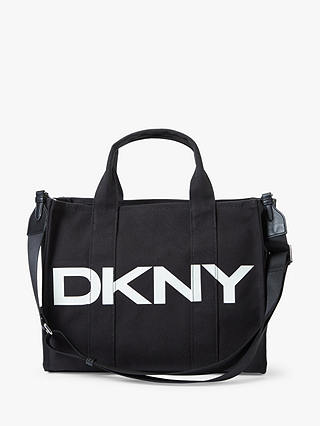 DKNY Emilee Logo Large Canvas Tote Bag, Black/White