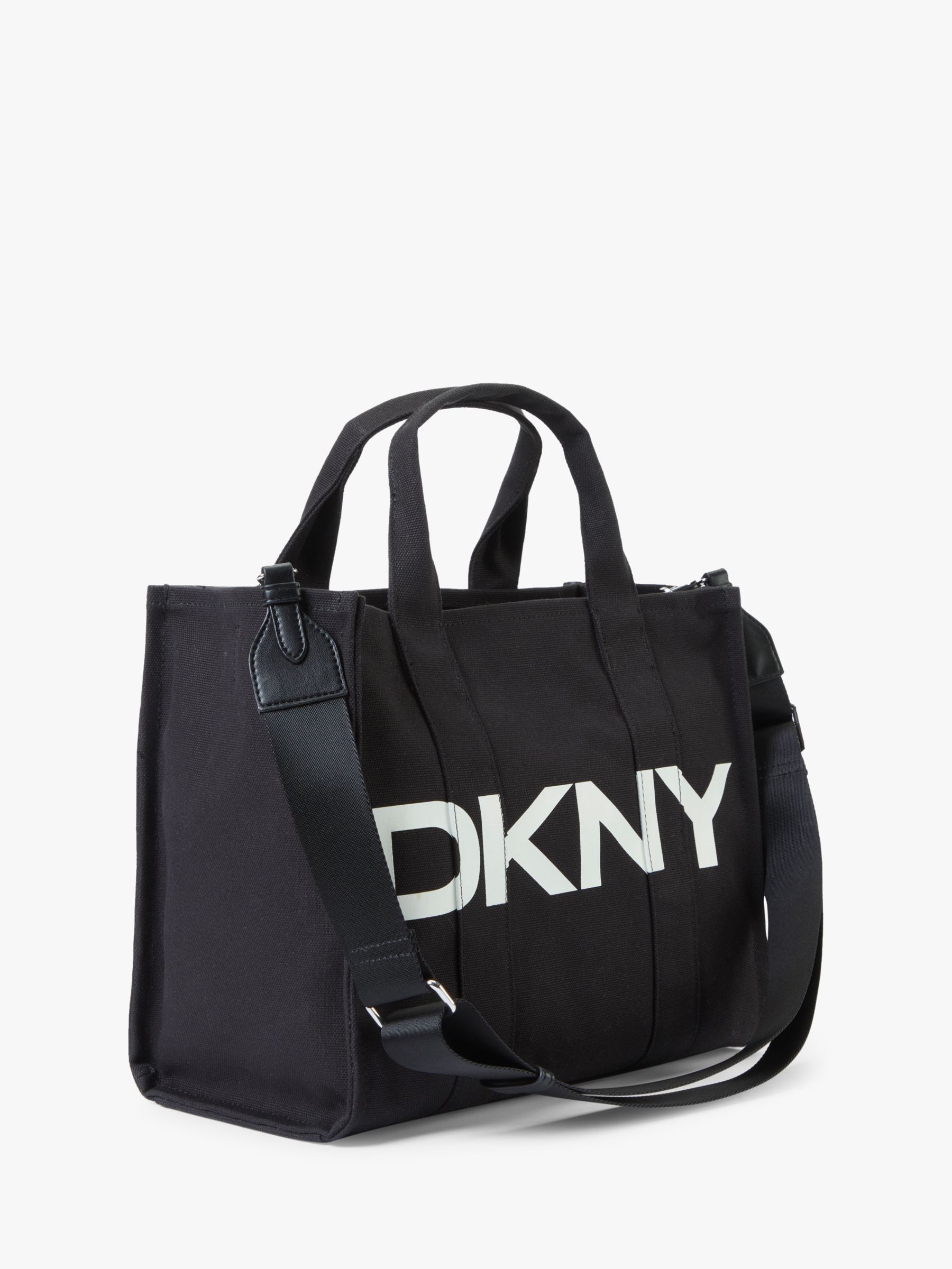 DKNY Emilee Logo Large Canvas Tote Bag, Black/White