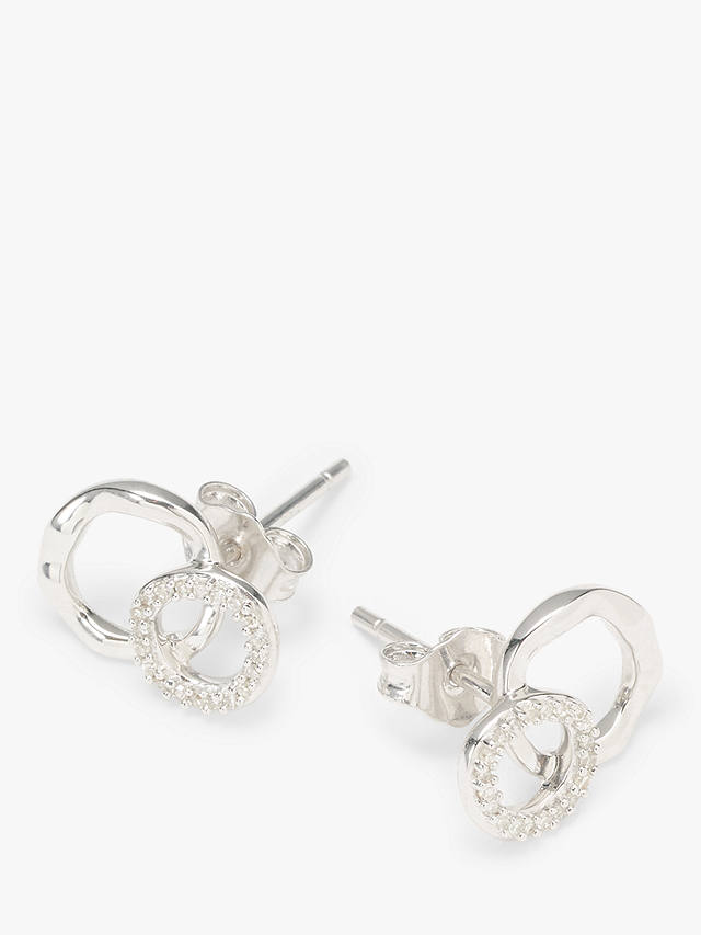 John Lewis Mini Interlocking Diamond Stud Earrings, Silver