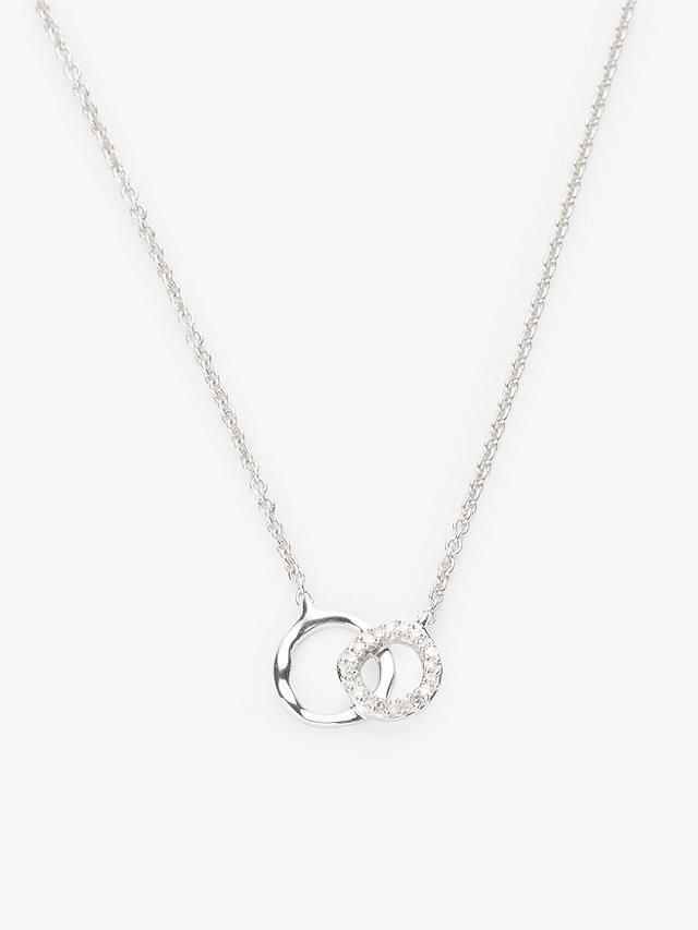John Lewis Mini Interlocking Diamond Necklace, Silver
