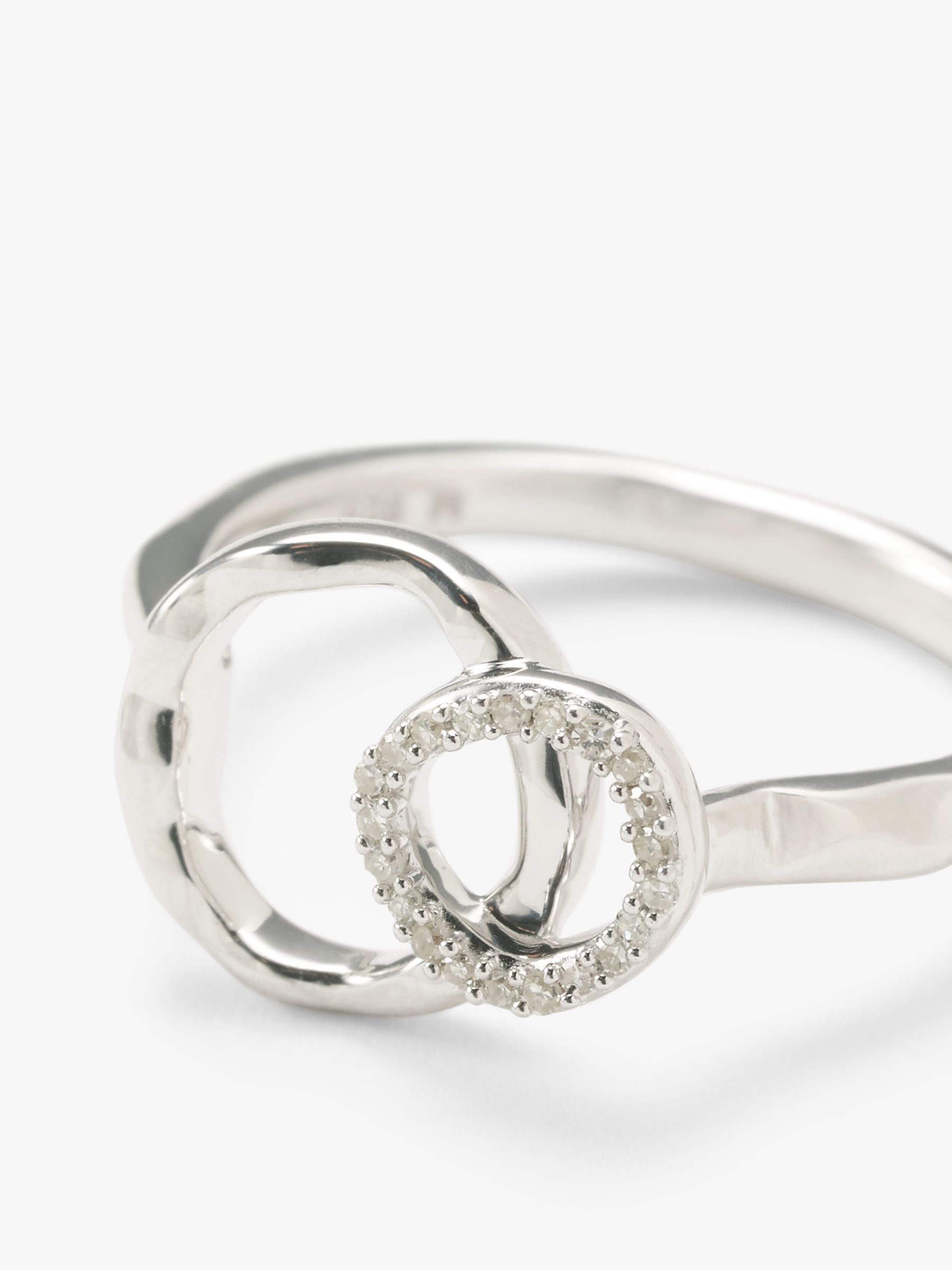 John Lewis Interlocking Circles Diamond Ring, Silver at John Lewis ...