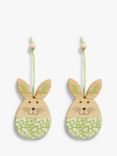 John Lewis Wooden Rabbit Hanging Decoration, Pack of 2, Green