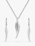 Nina B Feather Pendant Necklace & Earrings Set