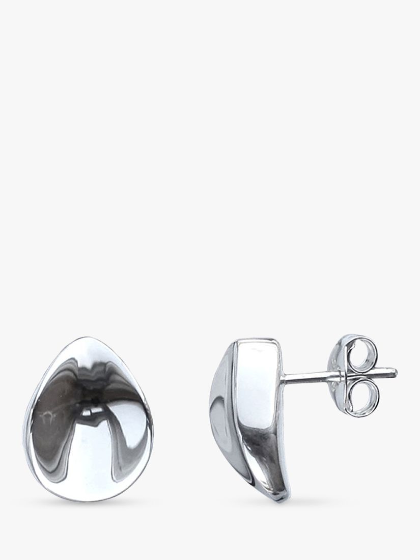 Nina B Concave Teardrop Stud Earrings, Silver