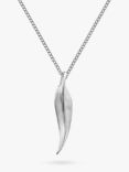 Nina B Sterling Silver Slim Feather Pendant Necklace, Silver