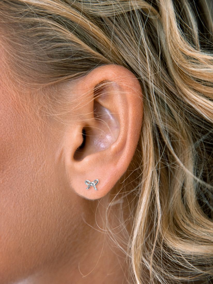 Buy Nina B Tiny Bow Stud Earrings, Silver Online at johnlewis.com