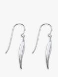 Nina B Slim Feather Drop Earrings, Silver