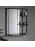 Gallery Direct Lombardy Rectangular Metal Frame 3 Shelf Wall Mirror, 65 x 60cm, Black