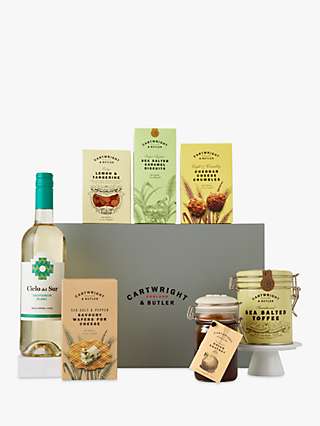 Cartwright & Butler Sweet & Savoury Selection Box with White Wine with Personalised Gift Message
