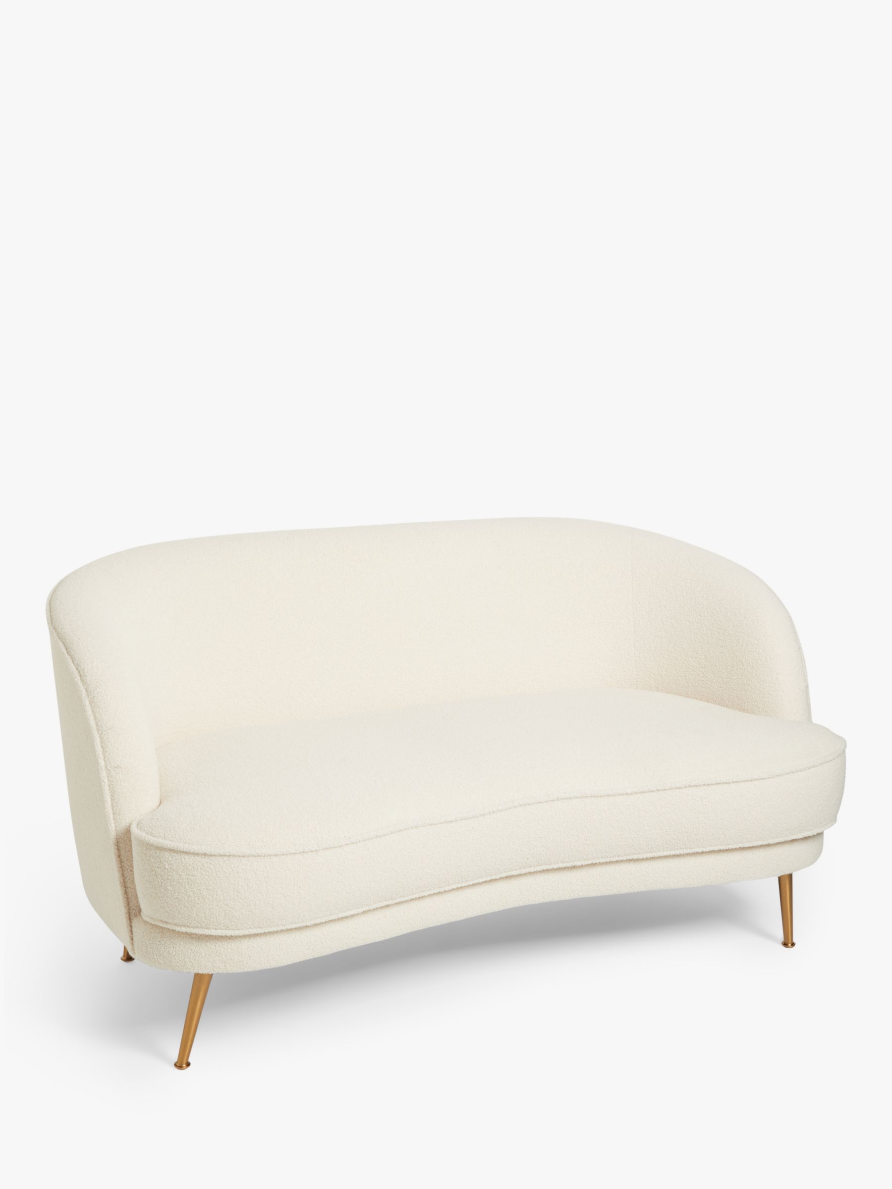 John Lewis Pebble Small 2 Seater Sofa, Gold Leg, Malham Ivory