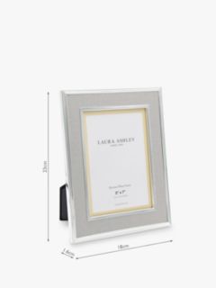 Laura Ashley Harrison Linen Photo Frame, 5 x 7" (13 x 18cm), Pale Charcoal/Silver Plated