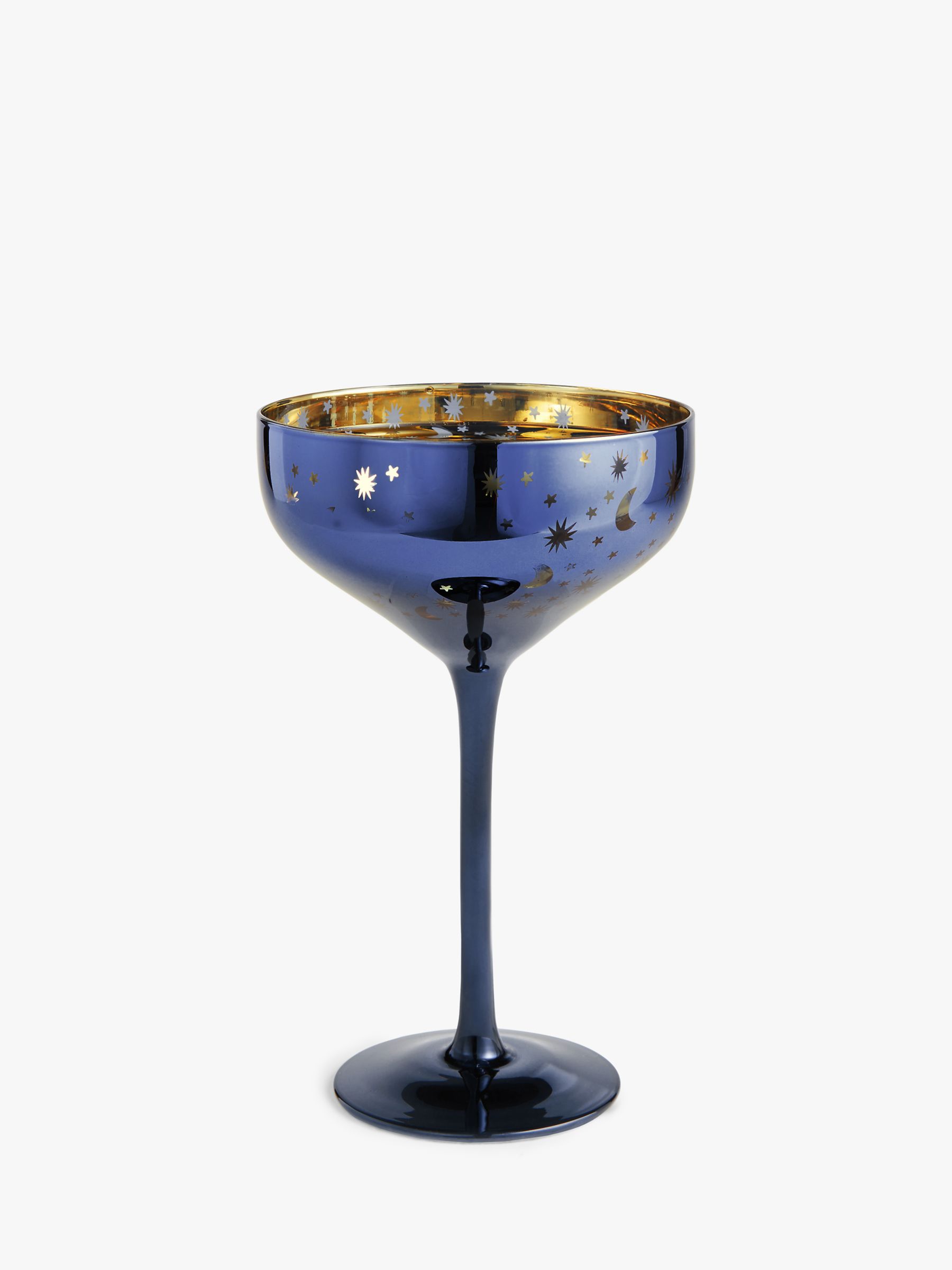 Forbindelse Trickle bejdsemiddel John Lewis Star Pattern Metallic Stemmed Coupe Cocktail Glass, 350ml, Blue