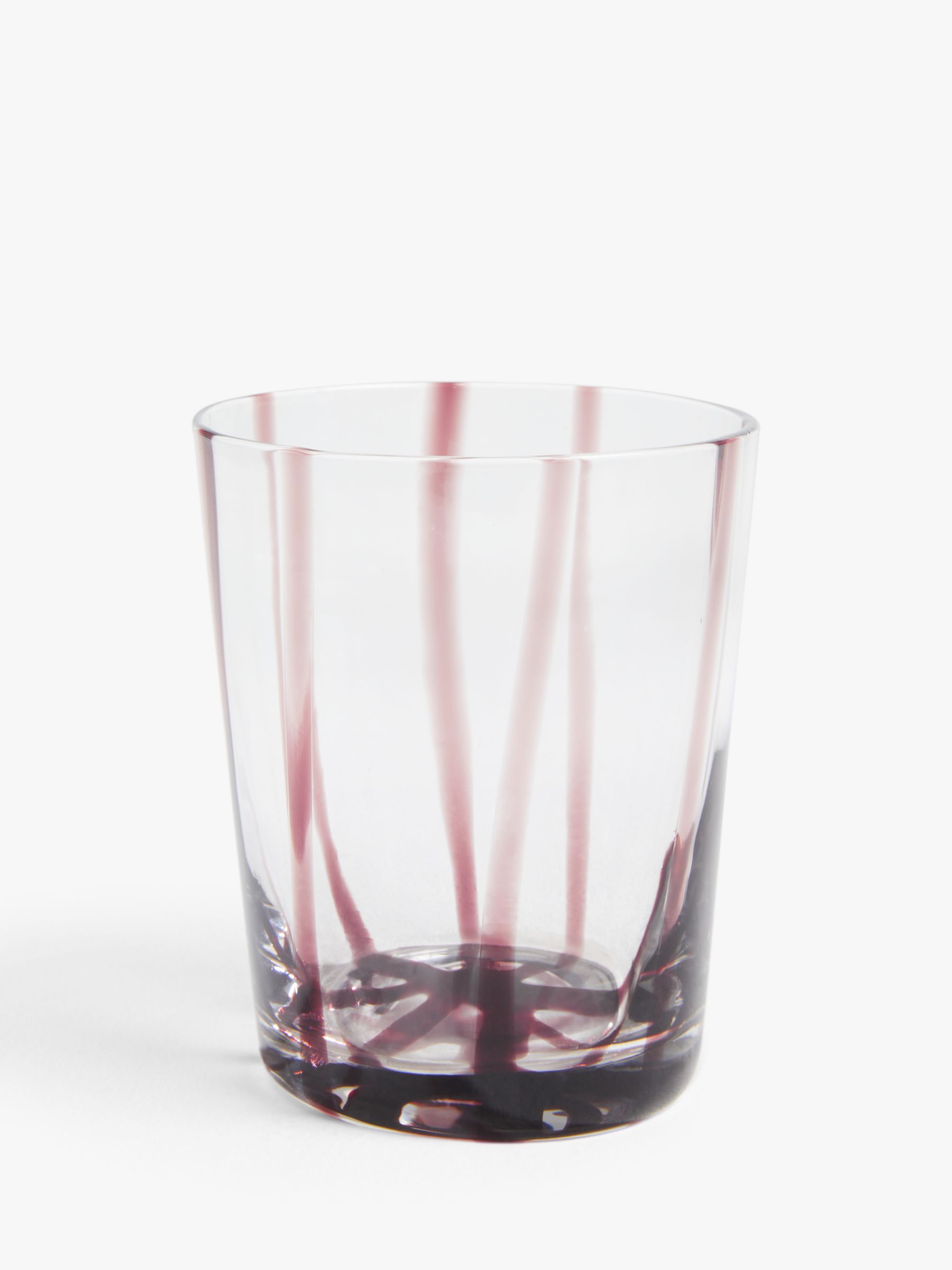 John Lewis Swirl Stripe Glass Tumbler, 302ml, Pomegranate