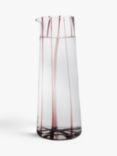 John Lewis Swirl Stripe Glass Jug, 1L, Pomegranate